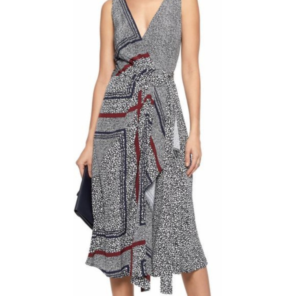 Derek Lam Sleeveless Printed Wrap Dress Size: 2